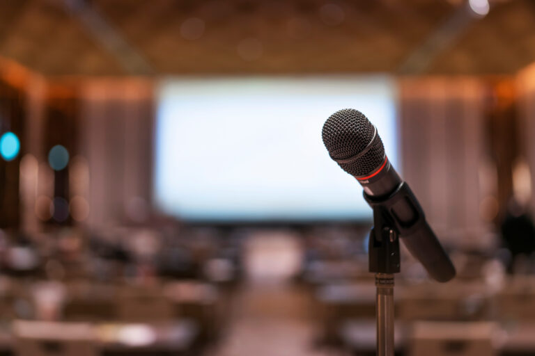 Microphone in meeting room for a conference